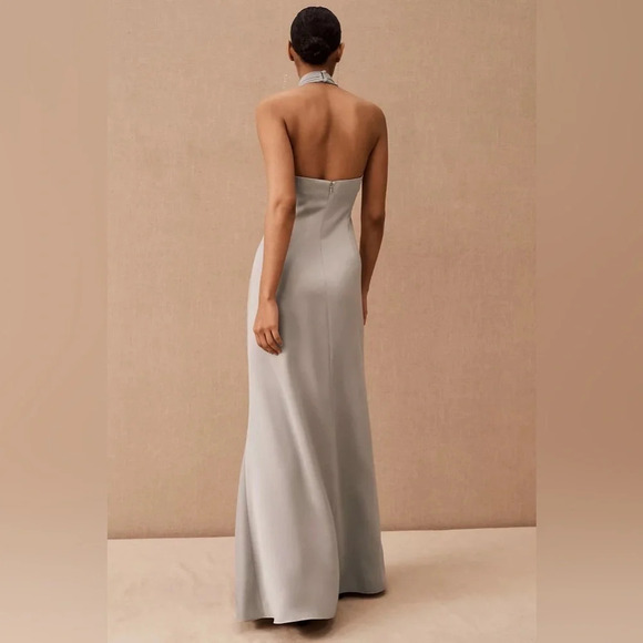 NWT Anthropologie BHLDN Ruby Satin Charmeuse Dress hatter backless maxi grey 8 - Picture 12 of 16
